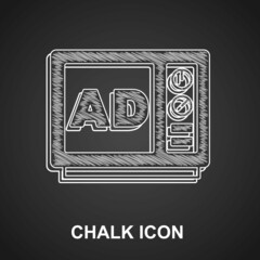 Chalk Advertising icon isolated on black background. Concept of marketing and promotion process. Responsive ads. Social media advertising. Vector