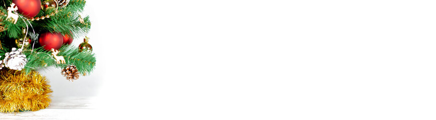 Christmas and new year eve. Banner with christmas tree. Noel. Nouvelle annee.