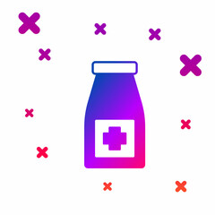 Color Medicine bottle and pills icon isolated on white background. Bottle pill sign. Pharmacy design. Gradient random dynamic shapes. Vector