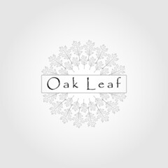 Oak logo design template, vector. oak leaf line art logo