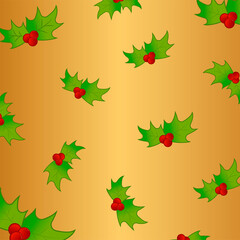 Christmas pattern. Christmas vector. Sprig of mistletoe