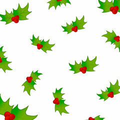Christmas pattern. Christmas vector. Sprig of mistletoe