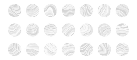 Set of highlights covers for social media stories. Vector abstract marble elements, isolated on white background.