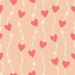 Plakat Vector seamless pattern with hearts. Cute design for fabric, wrapping, wallpaper for Valentine's Day.
