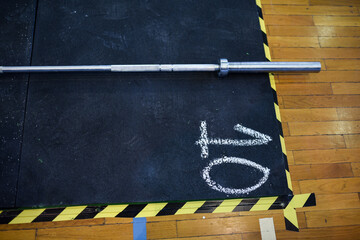 Crossfit competition, gym weights on the floor