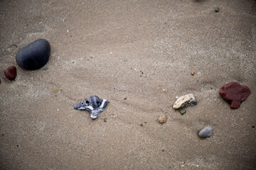 Beach pebbles, colourful rocks 