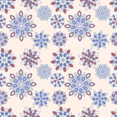 Beige Tile Design with Floral Repeat Pattern Background