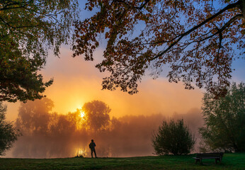 sunset in the park