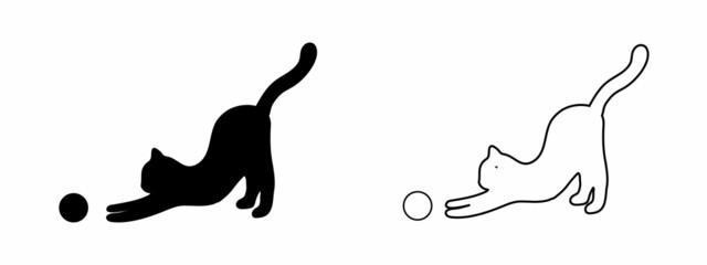 Playing cat silhouette vector isolated on white background.  © PicMag