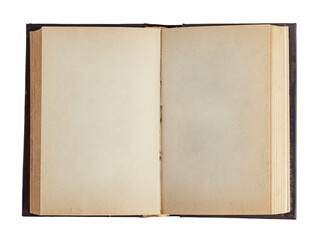 the spread of a hardcover book with blank sheets, isolated on a white background