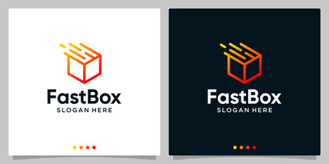 Fast Box Expedition Shipping Logo Symbol. Design template. Premium Vector