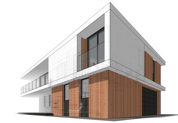 House architecture digital drawing 3d illustration