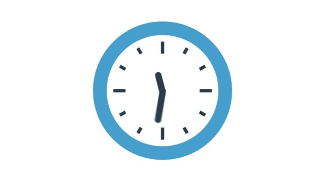 Round wall clock blue animation. The timer counts down the time. Wall clock time working office hours animated. timer timelapse video animation 4k
