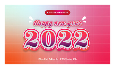 2022 Happy New Year text typography style effect Premium Vector