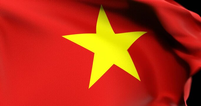 Flag of Vietnam Waving 3D Animation Close up, 4K UHD 60 FPS 