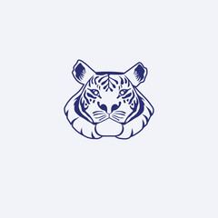 According to the Chinese calendar, the year of the tiger. Image of a tiger head on a white background. Vector illustration.