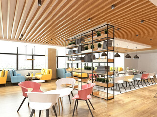 3d render of modern cafe restaurant