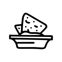 nacho dip line vector doodle simple icon