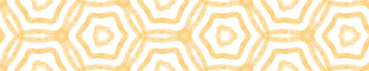 Ethnic hand painted seamless border. Yellow