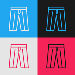 Pop art line Pants icon isolated on color background. Trousers sign. Vector