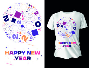 Colorful new year fashion wear t-shirt design 2022 white