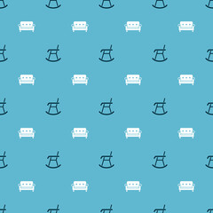 Set Armchair and Sofa on seamless pattern. Vector