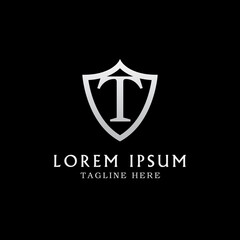 luxury  initial T shield company logo template  vector