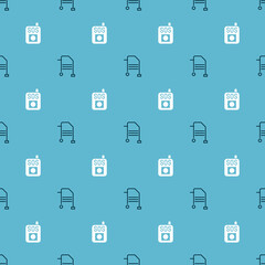 Set Walker and Press the SOS button on seamless pattern. Vector