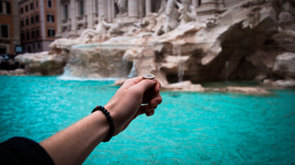 Coin to trevi fountain