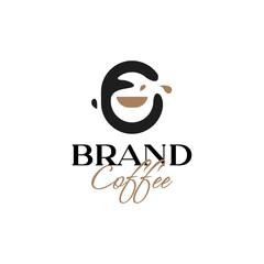 coffee mug with splash logo icon vector template