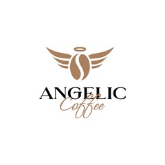 coffee beans with angelic wings logo icon vector template