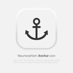 Anchor vector icon in trendy neumorphism style. Vector EPS 10