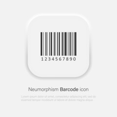 Barcode vector icon in trendy neumorphism style. Vector EPS 10