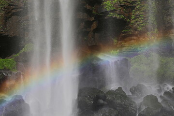 滝つぼに架かる虹