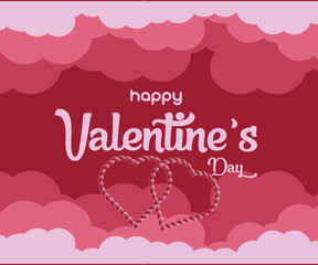 valentines day greeting card illustration with chain motif heart symbol, invitation, poster, social media