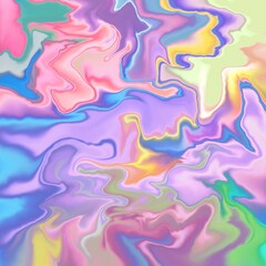 Abstract holographic marble texture with bright multicolored waves mixing together
