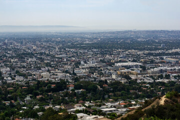 Aerial view of Los Angeles in California seen from observatory