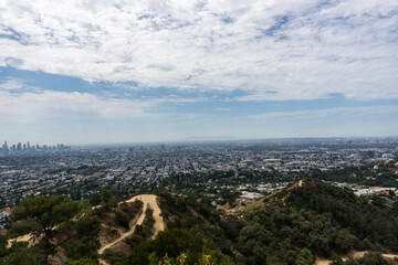 Aerial view of Los Angeles in California seen from observatory