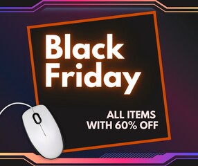 Black Friday 60% off background, Black Friday promotional banner, 60 percent off