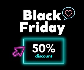 Black Friday 50% off background, Black Friday promotional banner, 50 percent off