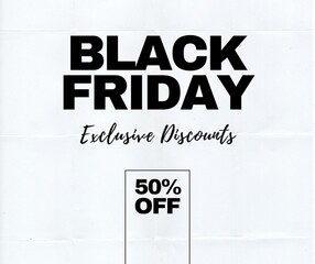 Black Friday 50% off background, Black Friday promotional banner, 50 percent off