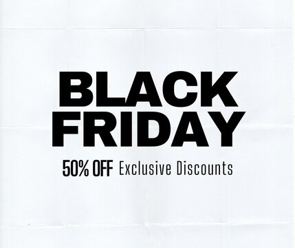 Black Friday 50% off background, Black Friday promotional banner, gift box and discount text, post social media template premium