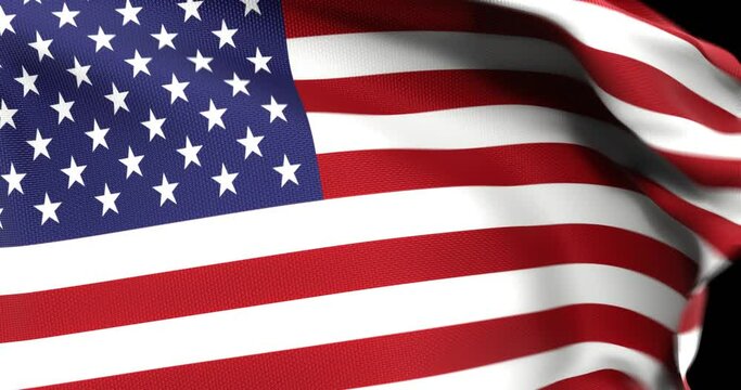 Flag of the United States Waving 3D Animation Close up, 4K UHD 60 FPS 