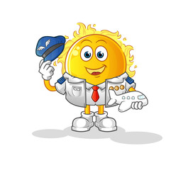 sun pilot mascot. cartoon vector