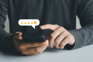 User give rating to service experience on online application, Customer review satisfaction feedback...