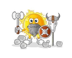 sun viking with an ax illustration. character vector