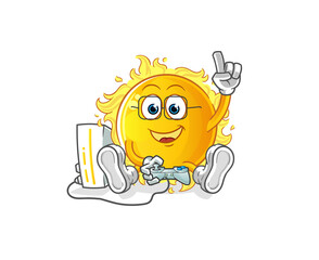 sun playing video games. cartoon character