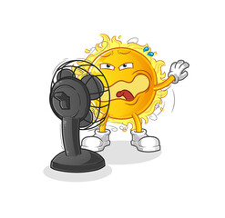 sun in front of the fan character. cartoon mascot vector