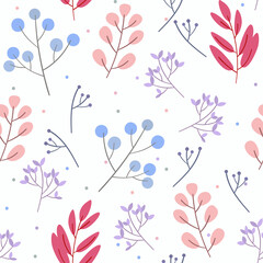 olourful cute pastel abstract floral flower leaves tree seamless pattern for background, wallpaper, texture, banner, label, card,  textile, clothes, cover etc. vector design.