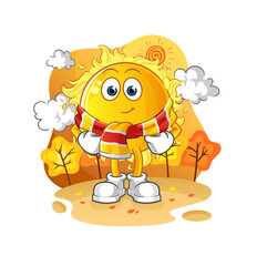 Obraz na płótnie Canvas sun in the autumn. cartoon mascot vector